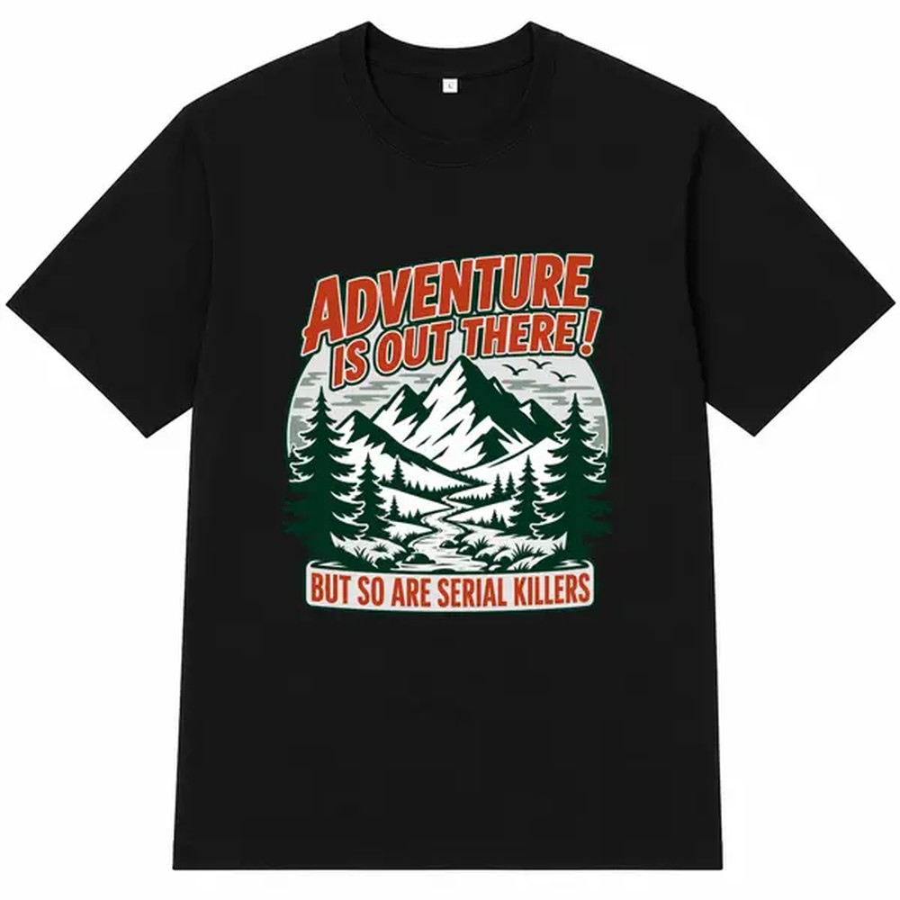 Outdoor Adventure Outfit - Açık Hava Macerası Yazılı Baskılı Siyah