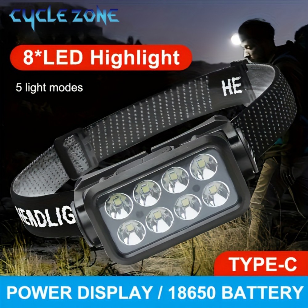 Outdoor Adventure Zone - 8 LED İndüksiyon Far Tip-C Şarj